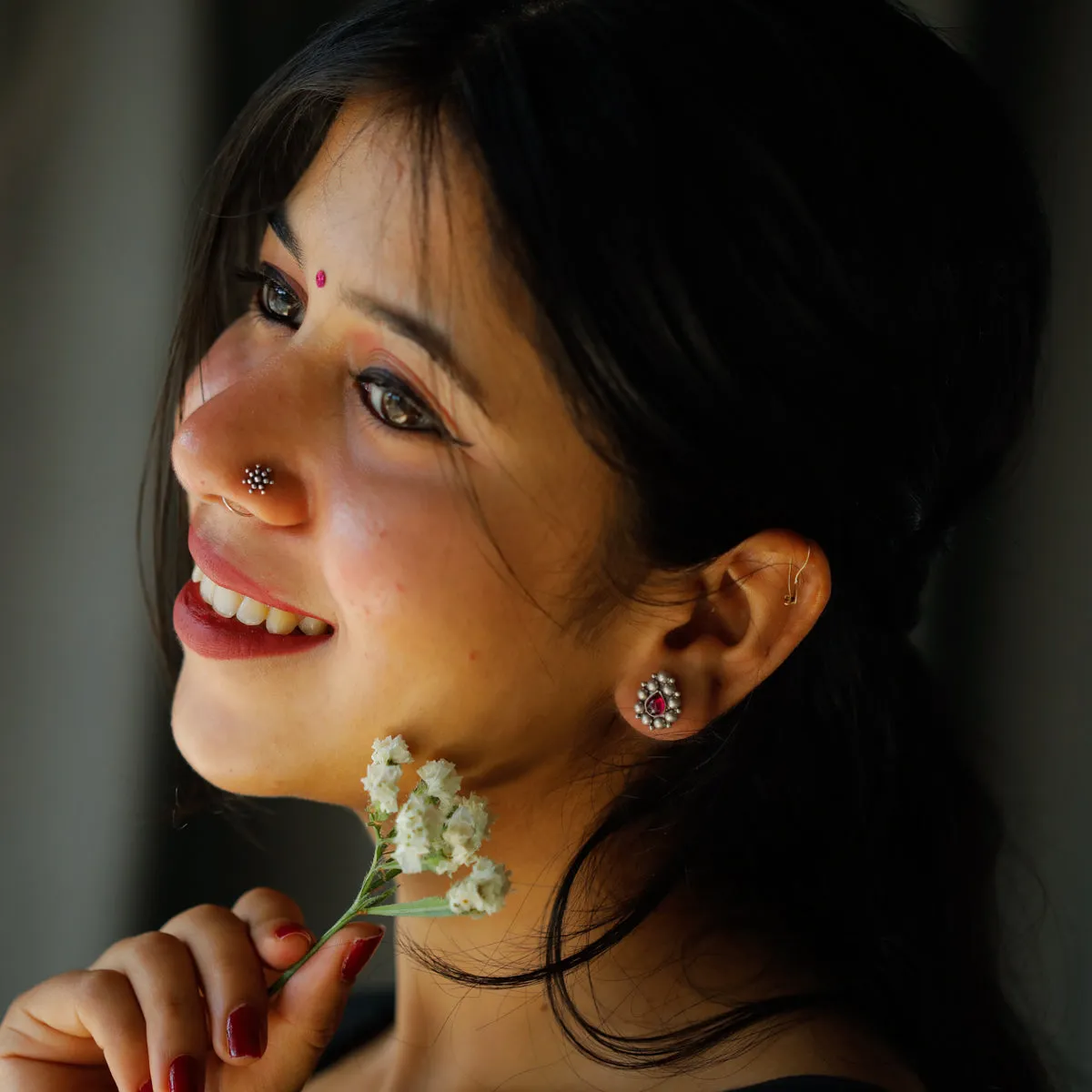 Pink Stone Drop Earrings