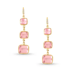 Pink Tourmaline and Diamond Drop Earrings 17.05 cts