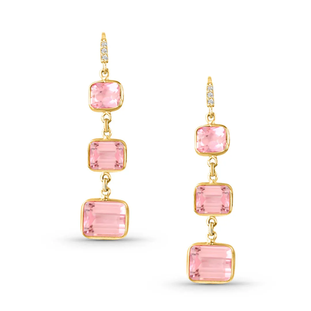 Pink Tourmaline and Diamond Drop Earrings 17.05 cts