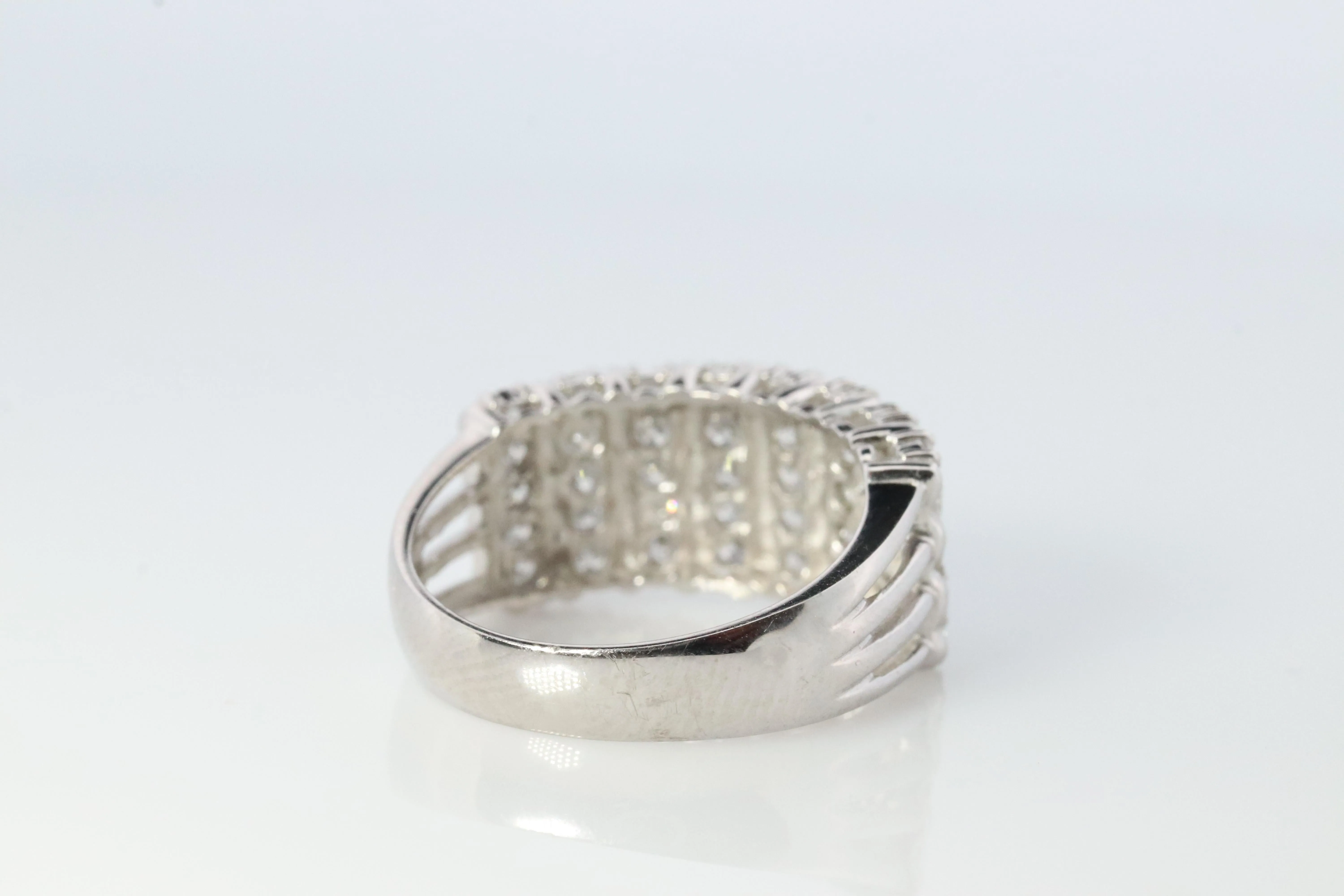 Platinum Diamond Cluster ring PT900 1ctw diamonds in 4 rows Pave Encrusted band