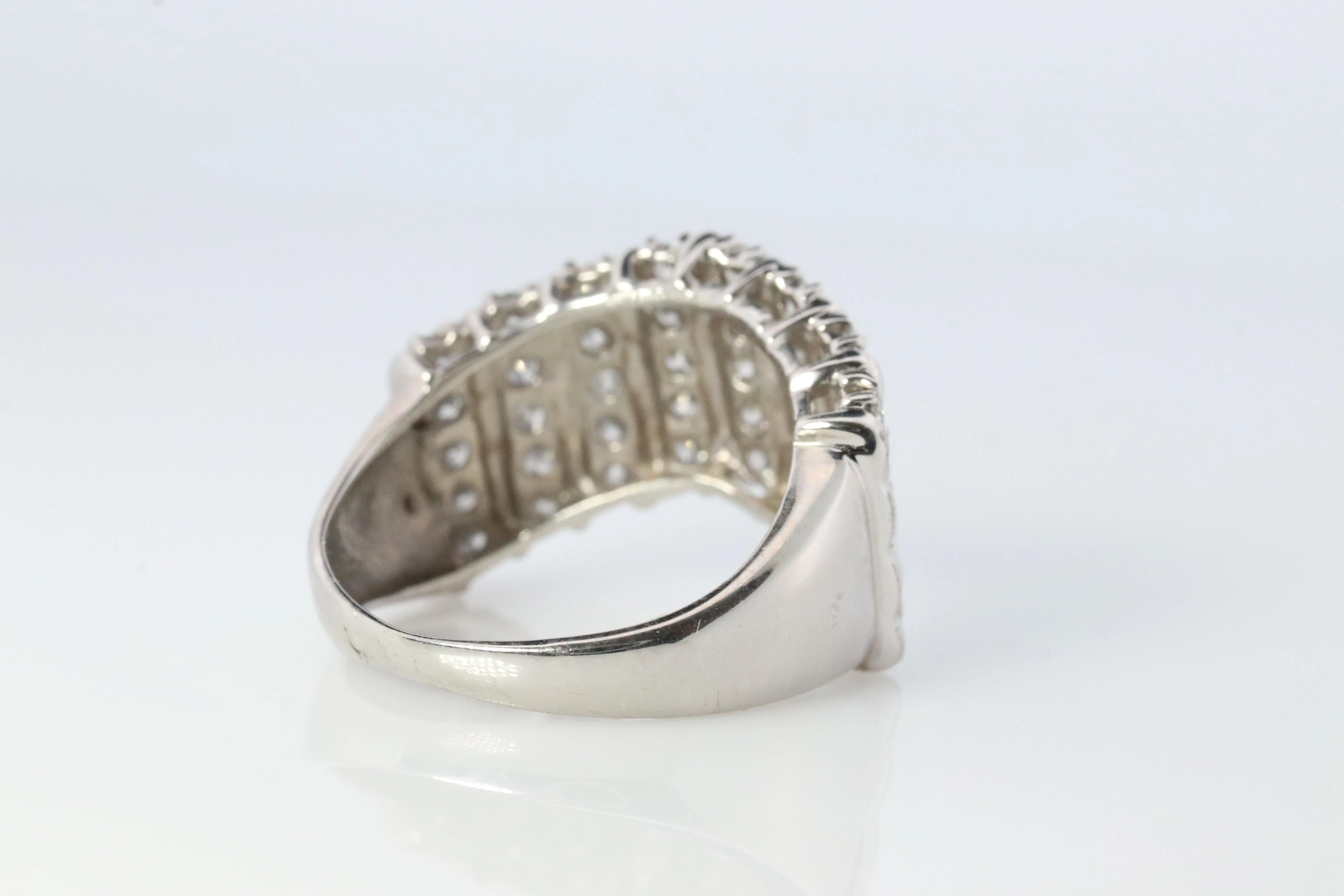 Platinum Diamond Cluster ring Wave PT900 1ctw diamonds in 4 rows Encrusted band