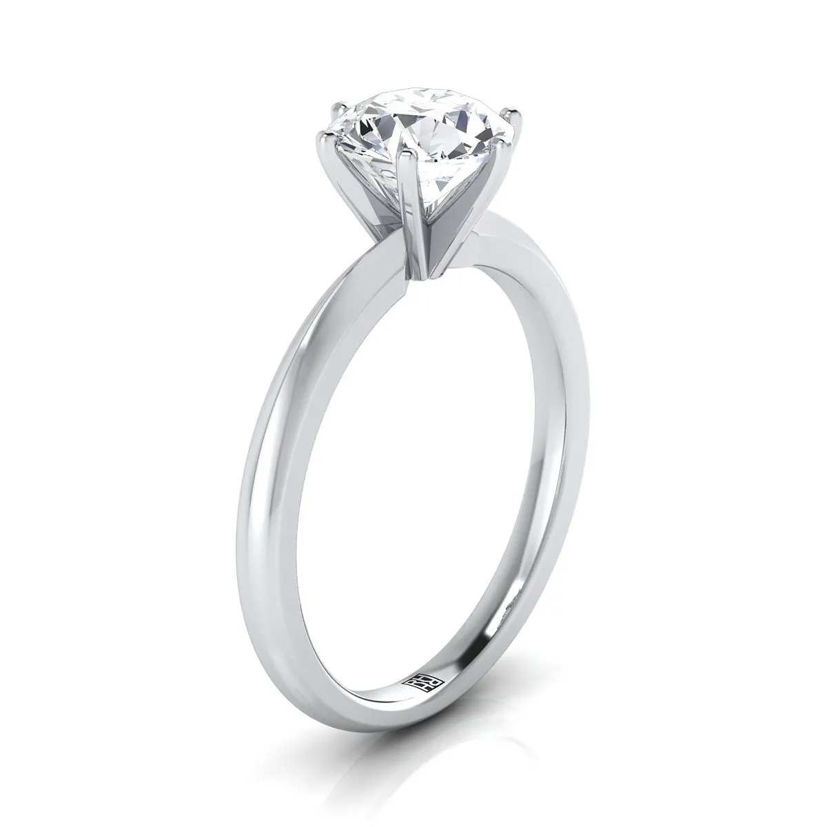 Platinum Round Brilliant Ruby Pinched Comfort Fit Claw Prong Solitaire Engagement Ring