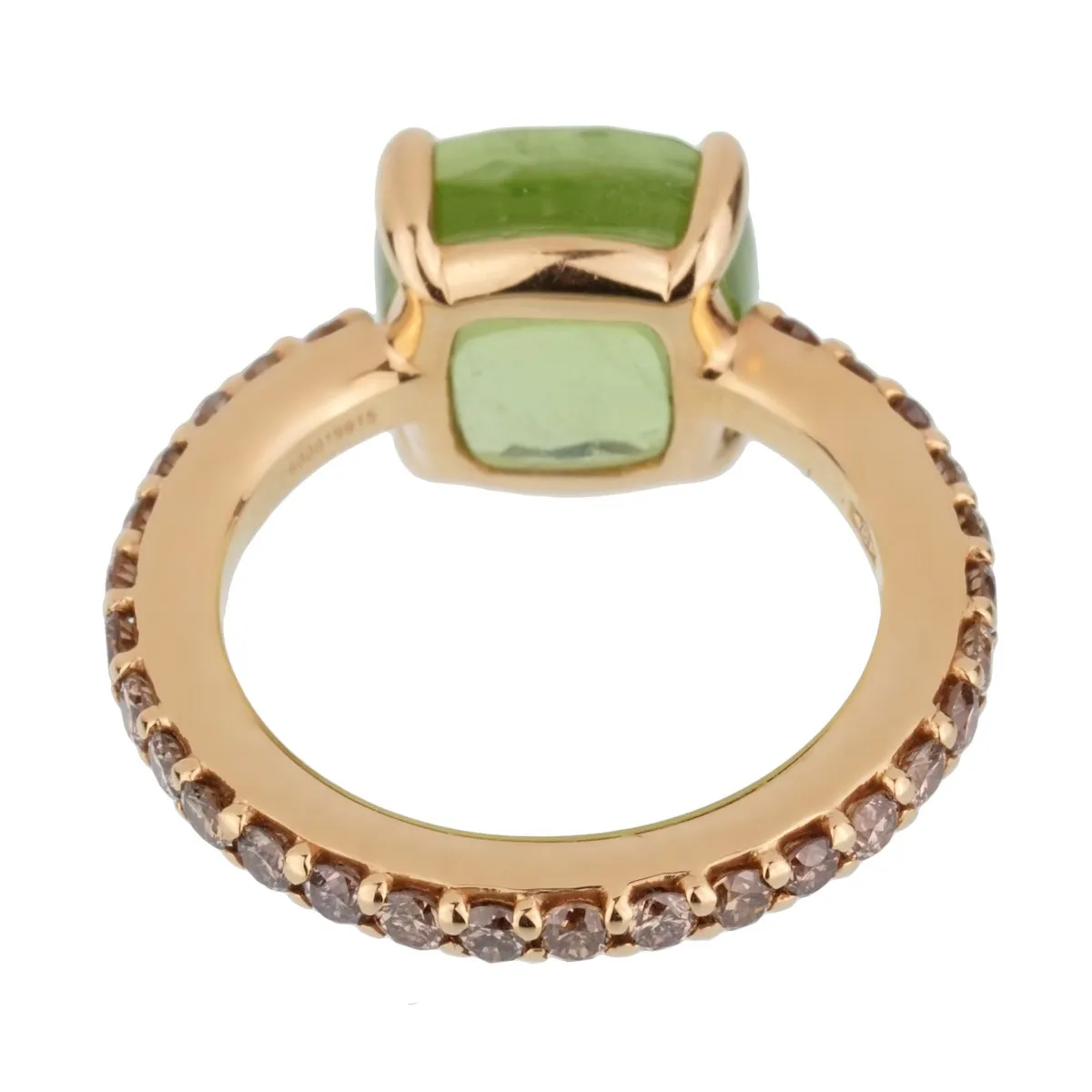 Pomellato 3.84 Carat Peridot Champagne Diamond Gold Ring