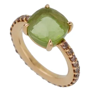 Pomellato 3.84 Carat Peridot Champagne Diamond Gold Ring