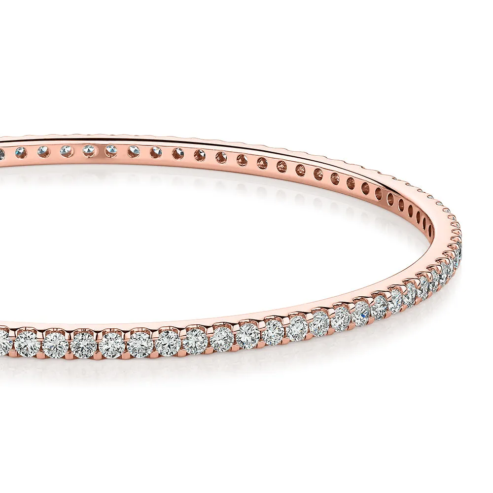 Premium Lab-Grown Diamond, 4 carat TW round brilliant bangle in 14 carat rose gold