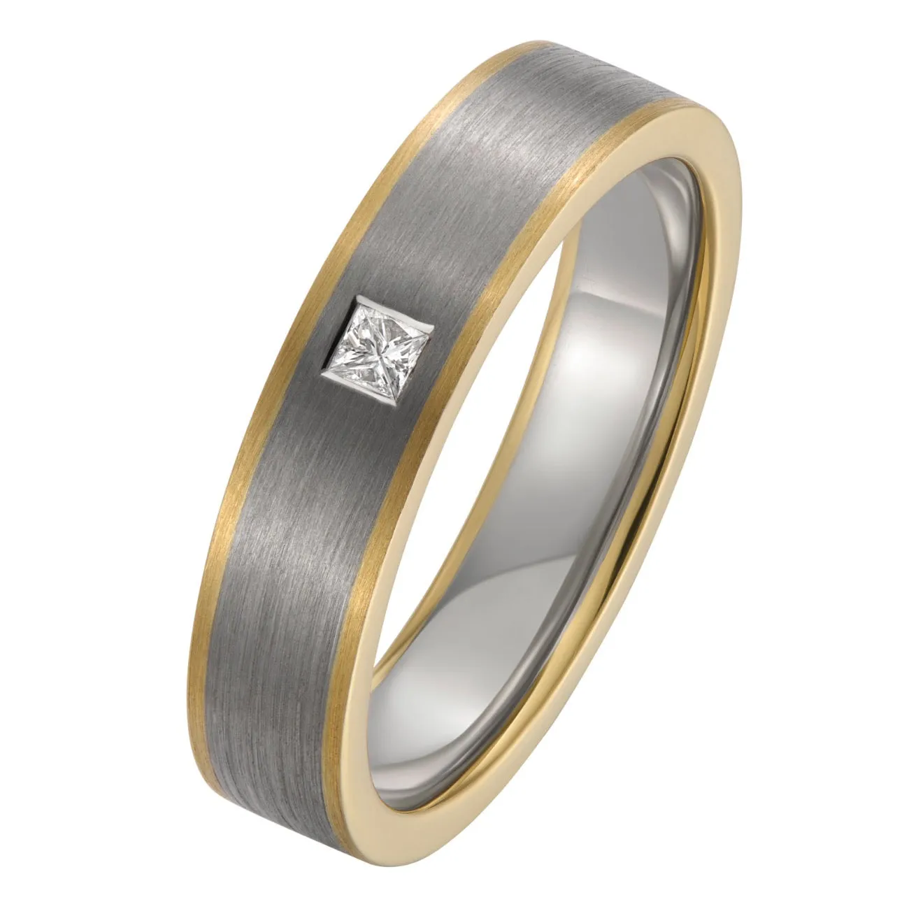 Princess Cut Diamond and Two Tone Men's Wedding or Engagement Ring