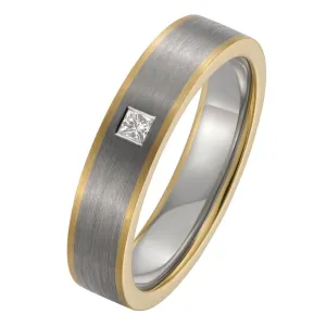Princess Cut Diamond and Two Tone Men's Wedding or Engagement Ring
