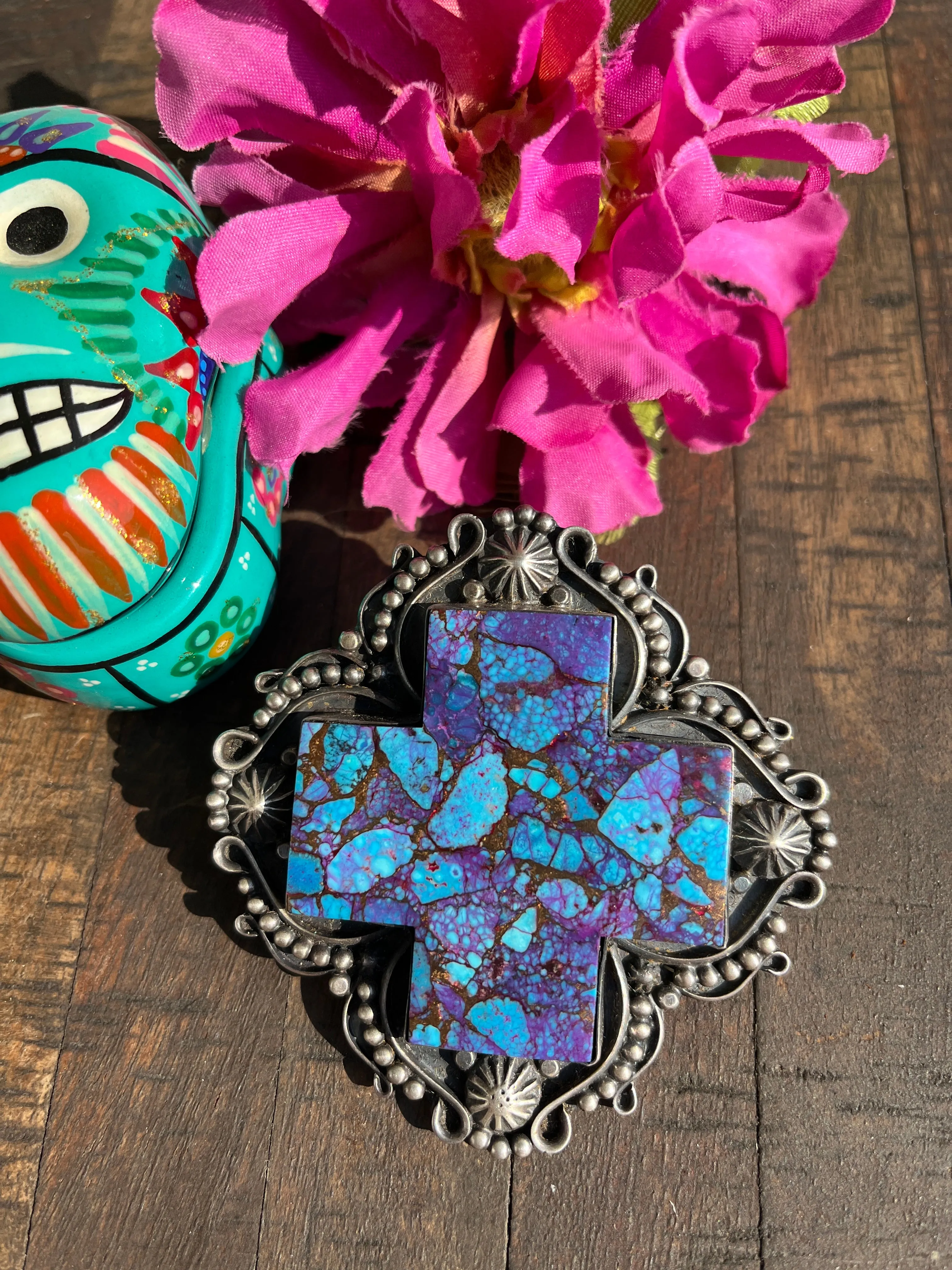 Purple Mohave Turquoise Cross Pendant