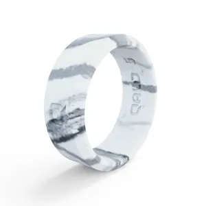 QALO White Marble Modern Beveled Silicone Band