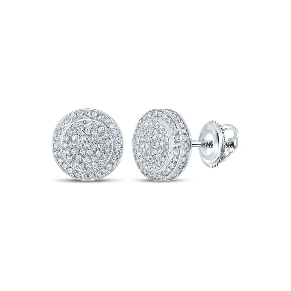 Radiant Diamond Circle Earrings - 10kt White Gold Sparkling Delight