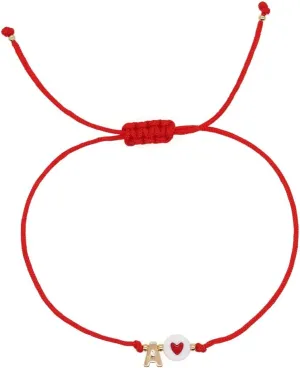 Red Initial Bracelet Initial Letter String Gold Bracelets for Women Men Heart Shape Braided Bracelets Personalized Birthday Valentines Gifts for Mom Sister.