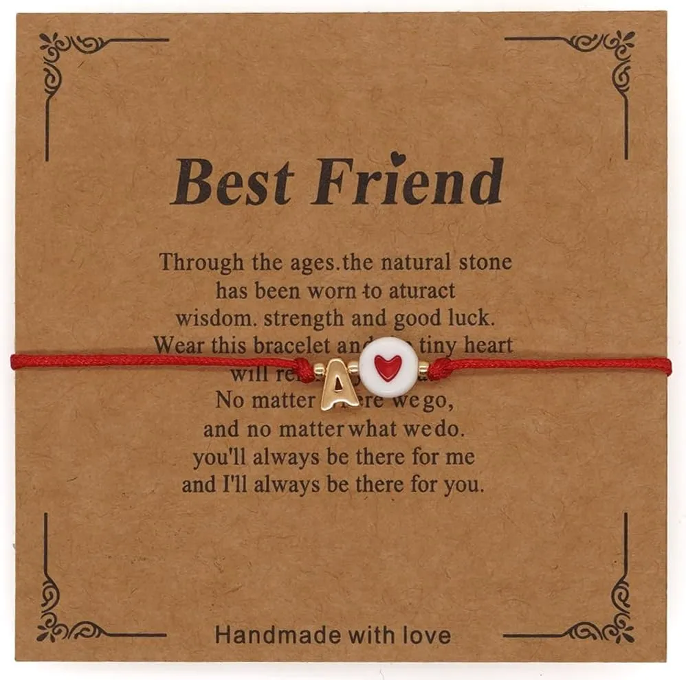 Red Initial Bracelet Initial Letter String Gold Bracelets for Women Men Heart Shape Braided Bracelets Personalized Birthday Valentines Gifts for Mom Sister.