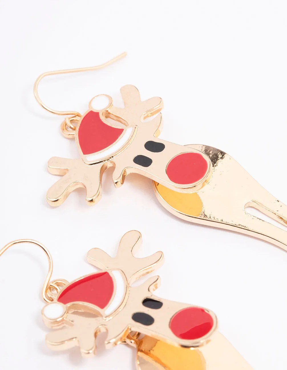 Red Reindeer Drop Earrings