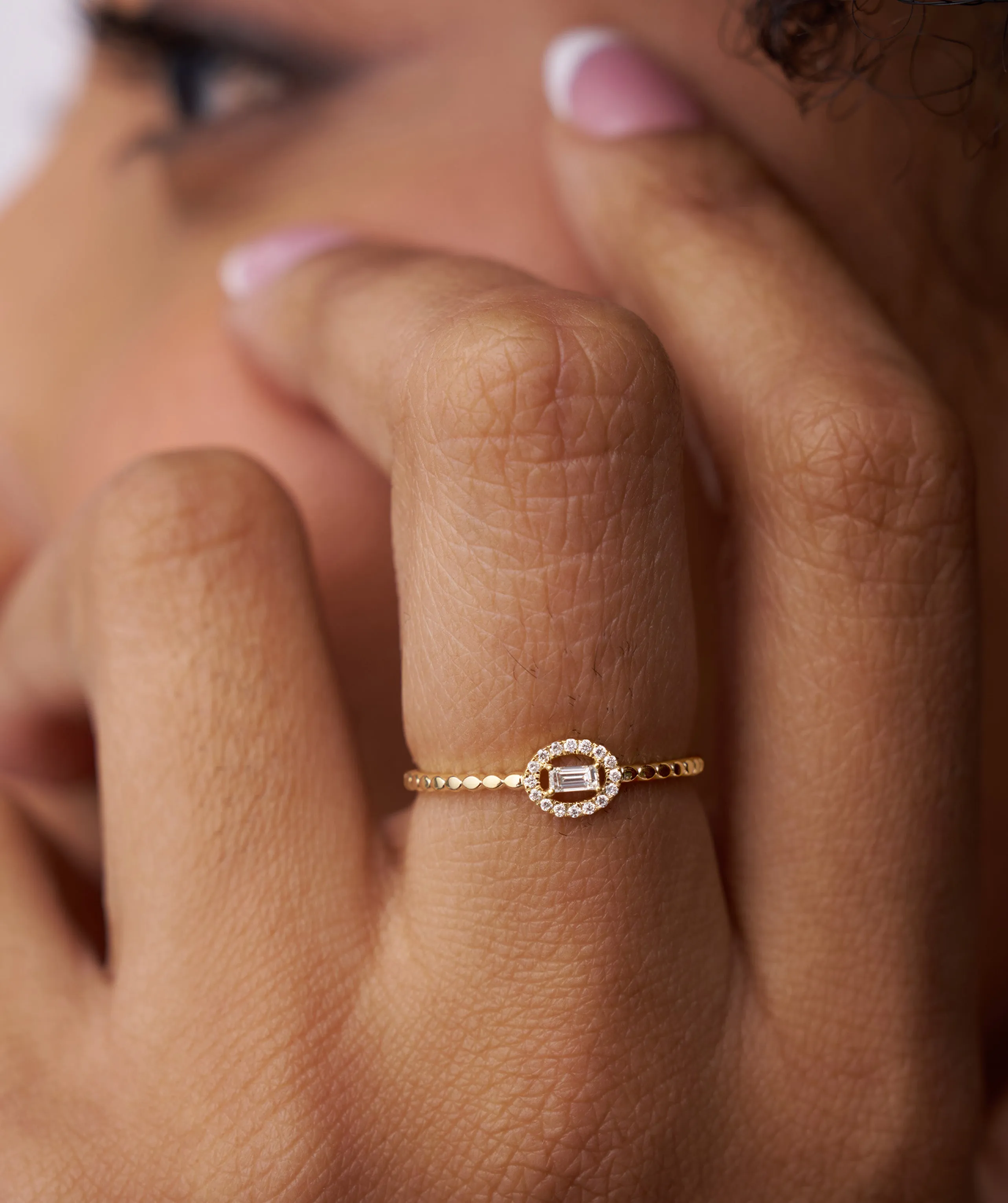 Regal Reflection Baguette Halo Ring