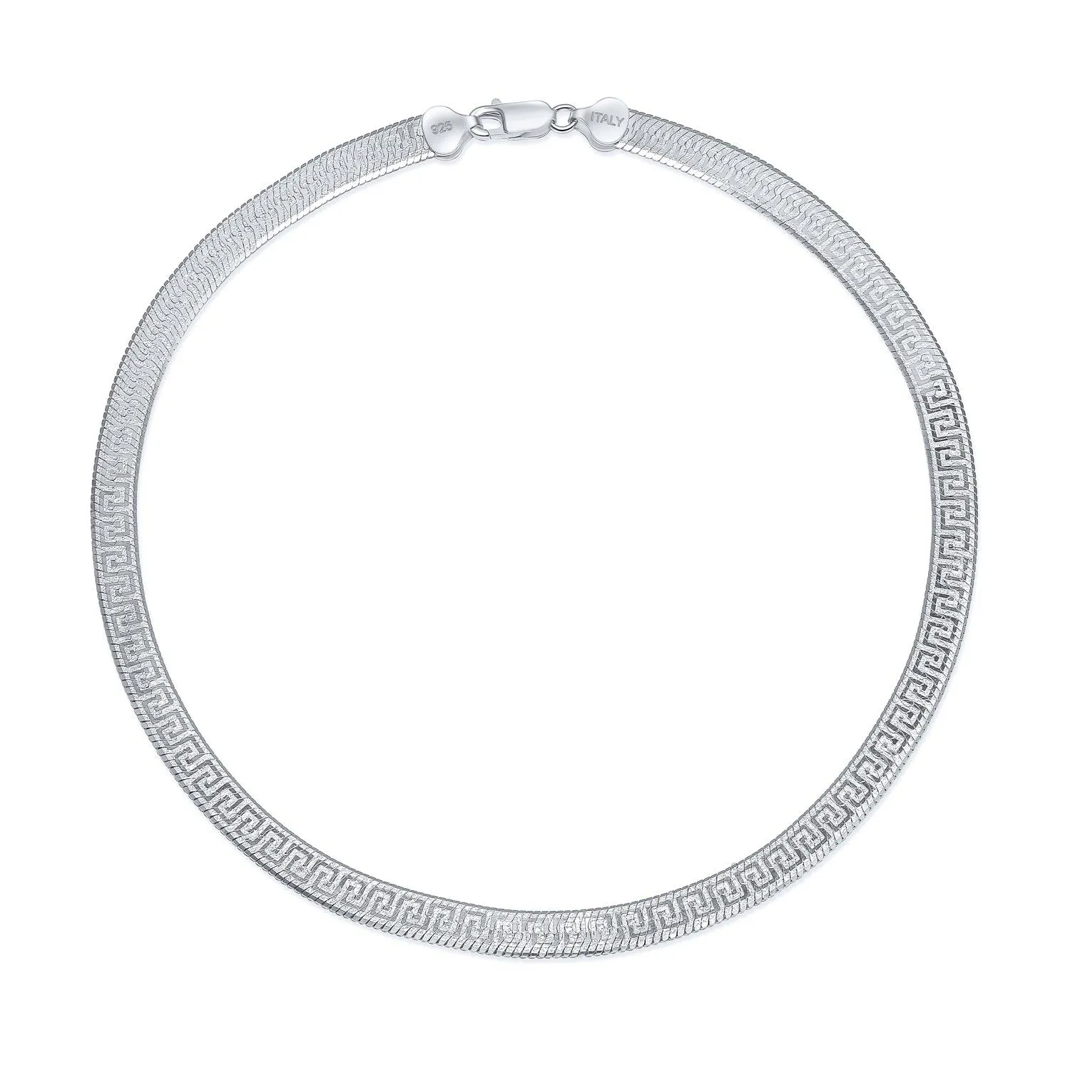 Reversible Greek Key Sterling Silver Collar Necklace or Bracelet Nickel-Free Italy