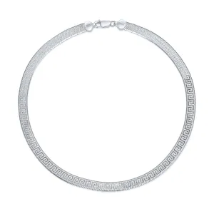 Reversible Greek Key Sterling Silver Collar Necklace or Bracelet Nickel-Free Italy