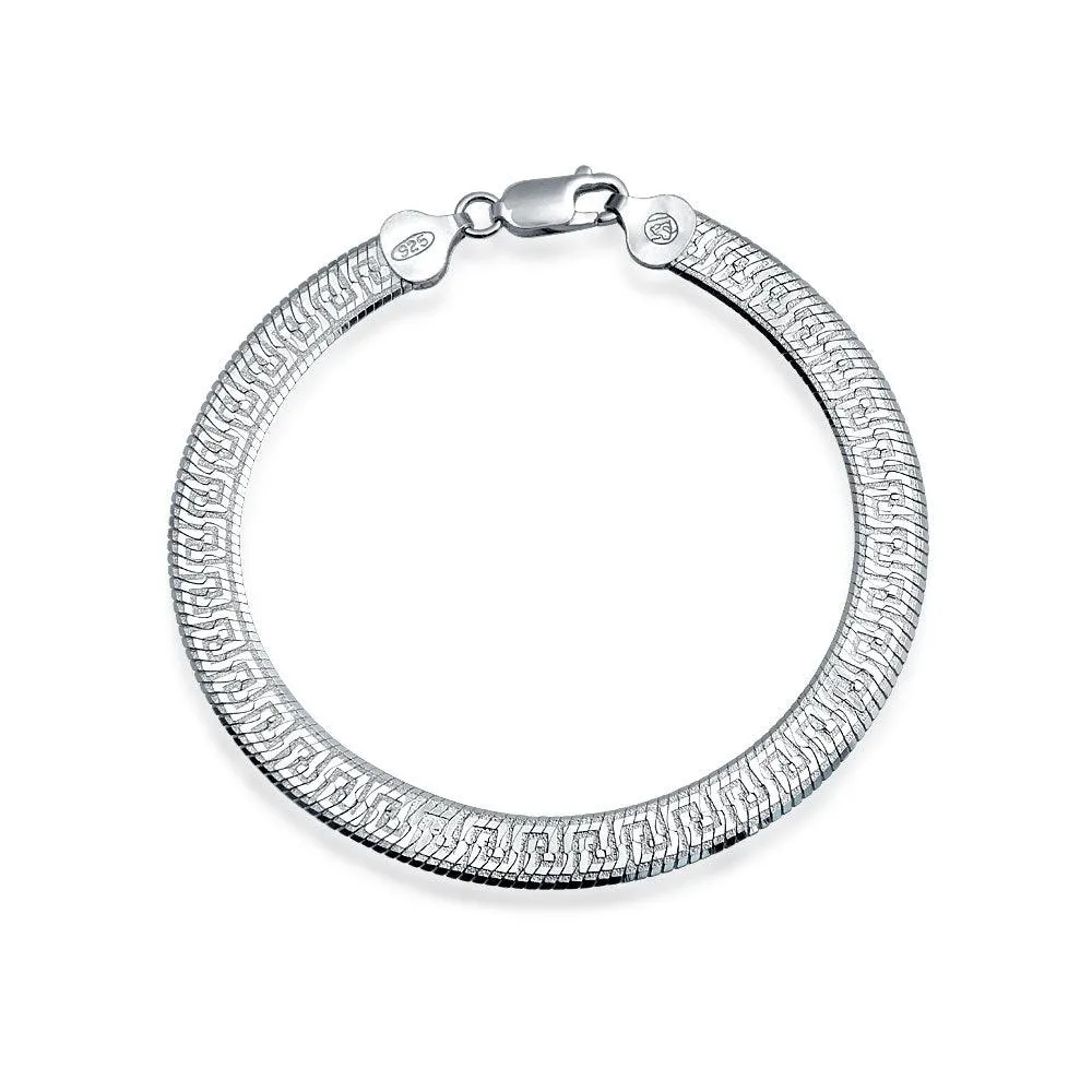 Reversible Greek Key Sterling Silver Collar Necklace or Bracelet Nickel-Free Italy