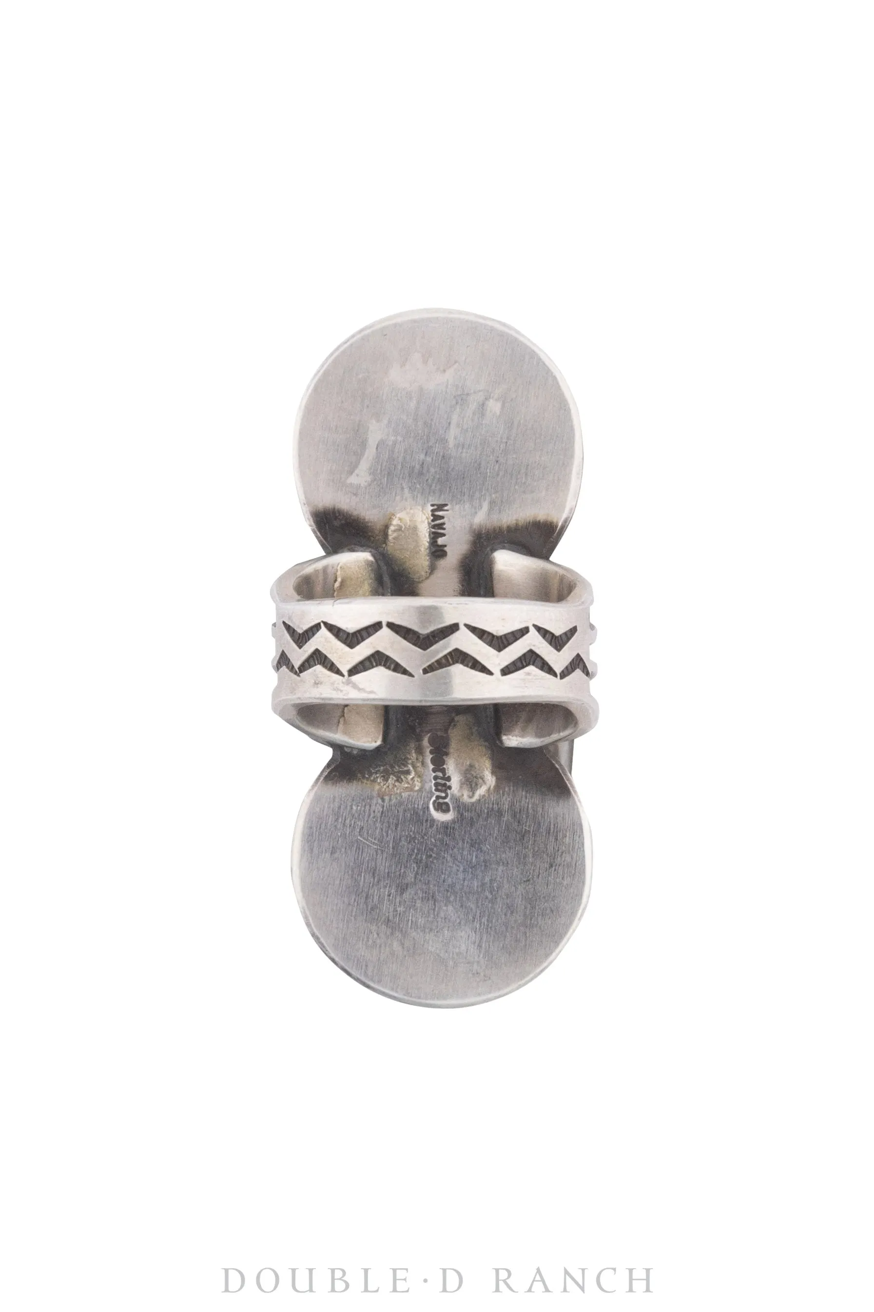 Ring, Concho, Coral, Sterling Silver, Stampwork, Hallmark, Contemporary, 1273