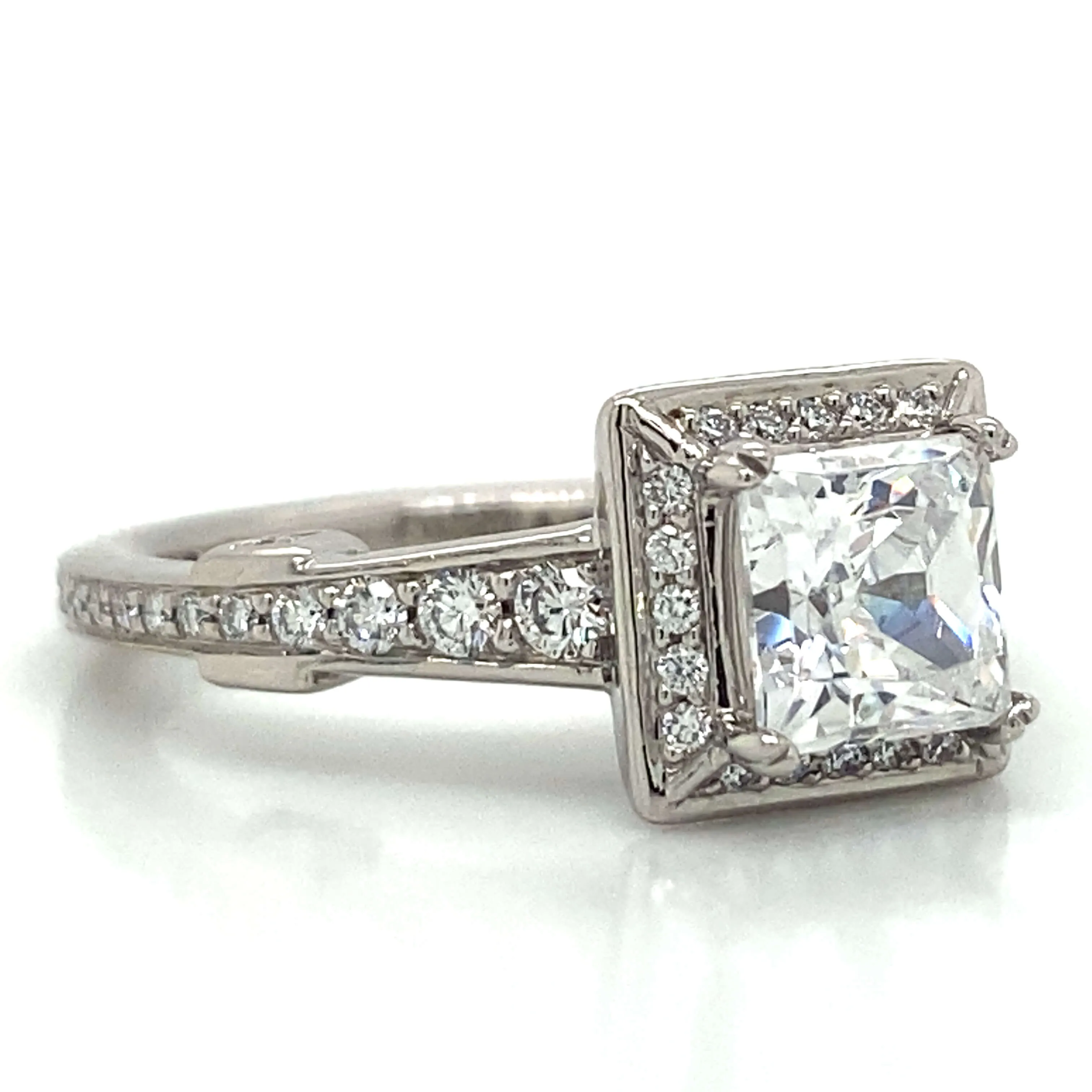 Ritani Square Halo Pave Engagement Ring in Palladium