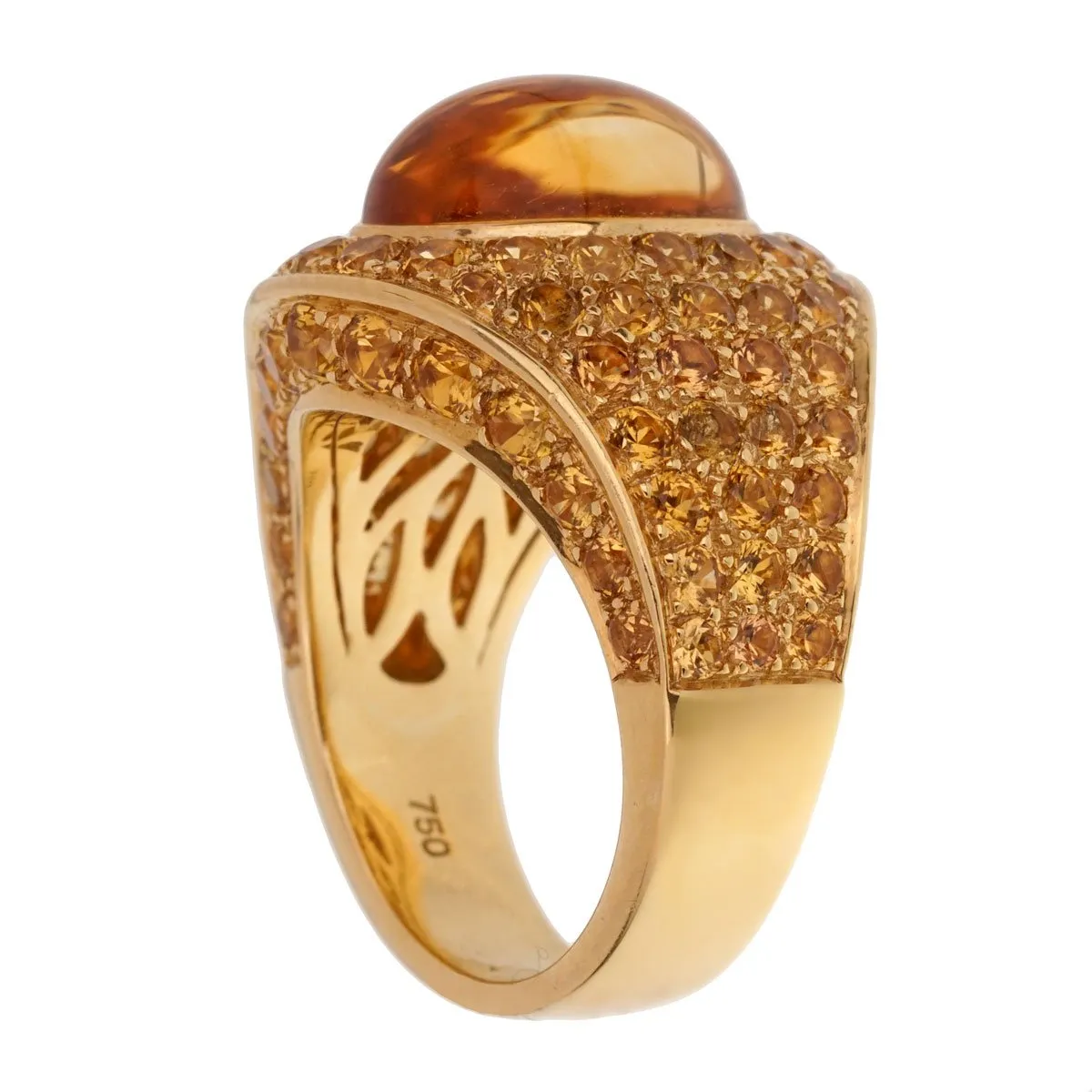 Roberto Coin 10.9ct Citrine Pave Cocktail Gold Ring Sz 7