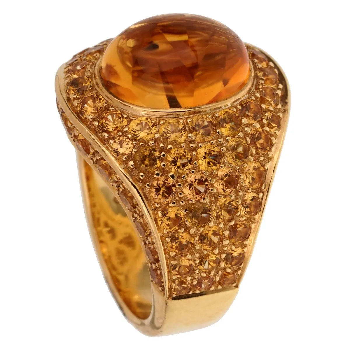 Roberto Coin 10.9ct Citrine Pave Cocktail Gold Ring Sz 7