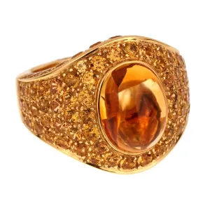 Roberto Coin 10.9ct Citrine Pave Cocktail Gold Ring Sz 7