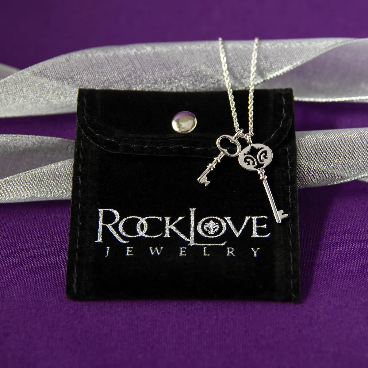 RockLove Jewelry XV Double Key Necklace