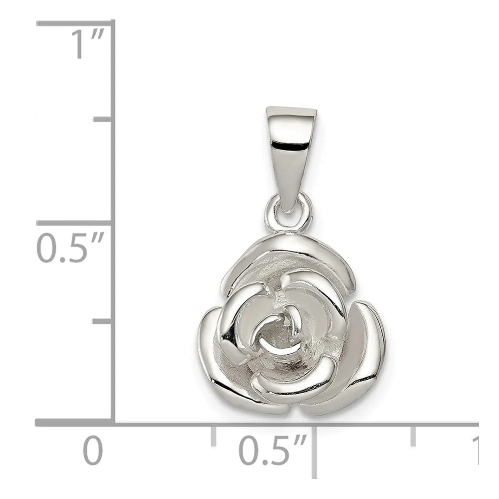 Rose Pendant in Sterling Silver