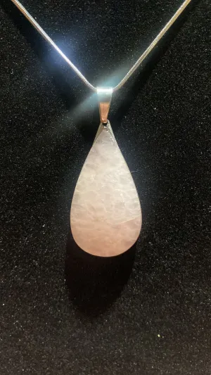 Rose Quartz Teardrop Crystal Pendant (XL)