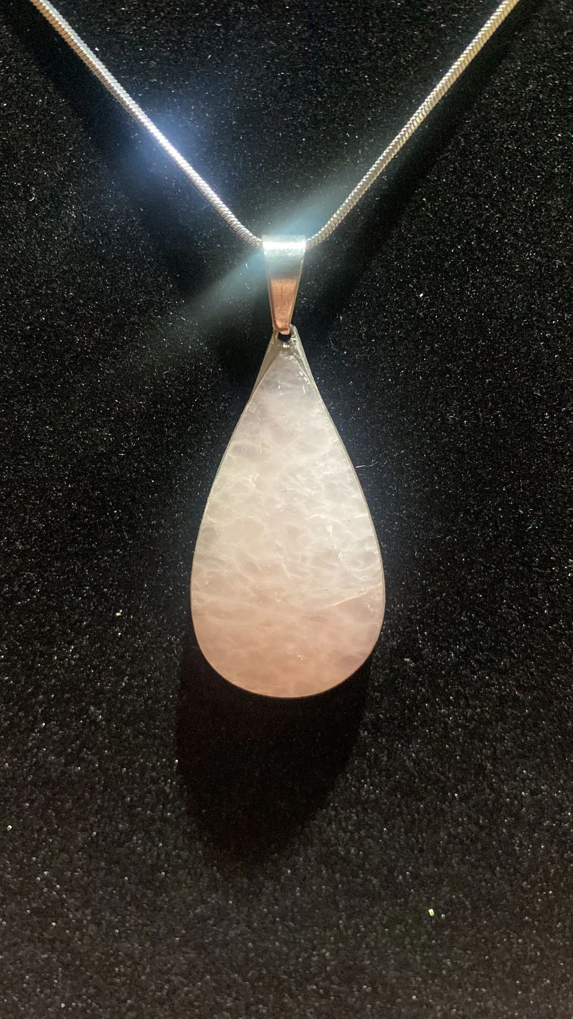 Rose Quartz Teardrop Crystal Pendant (XL)