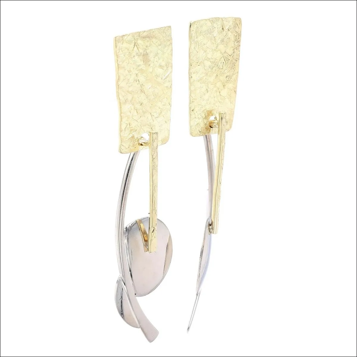 Rough Hewn Asymmetrical Earrings 18KY 14KW
