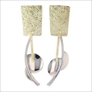 Rough Hewn Asymmetrical Earrings 18KY 14KW