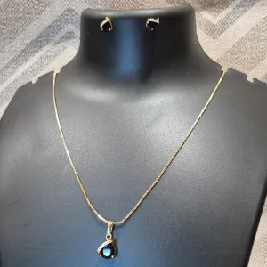 Royal black necklace with bold pendant and ear tops for Girls and women
