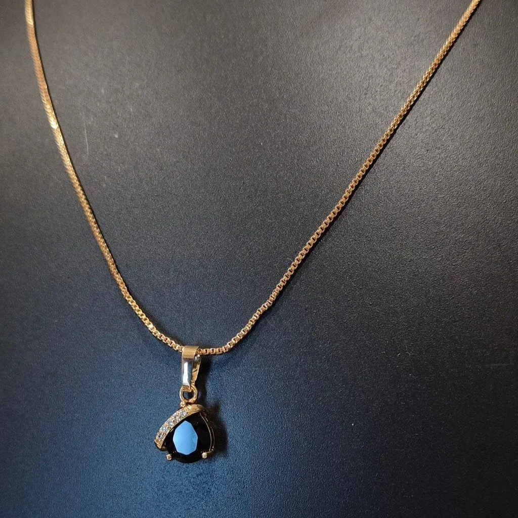 Royal black necklace with bold pendant and ear tops for Girls and women