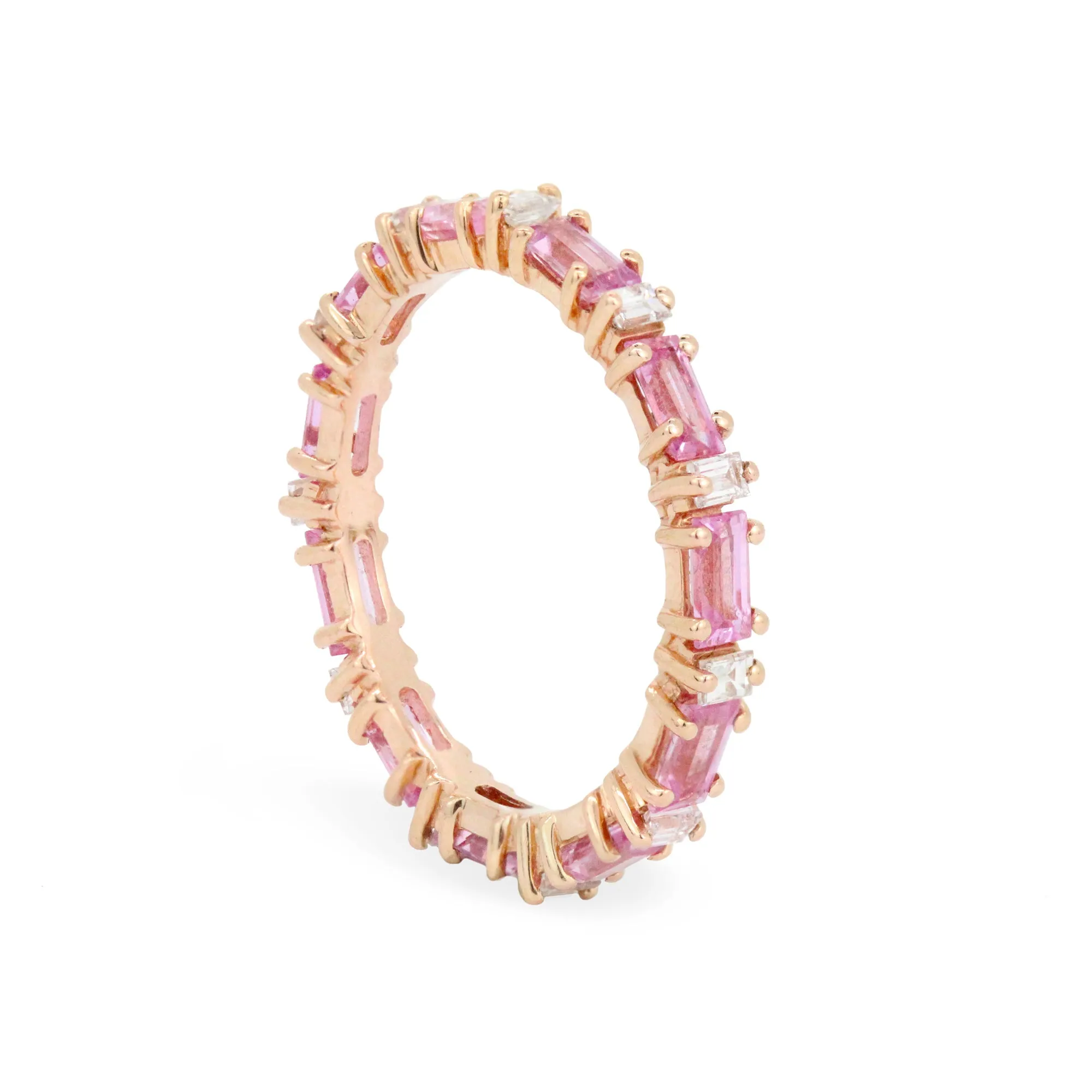 Sapphire & Diamond 14K Baguette Eternity Band