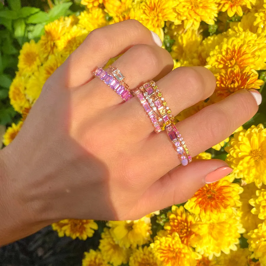 Sapphire & Diamond 14K Baguette Eternity Band
