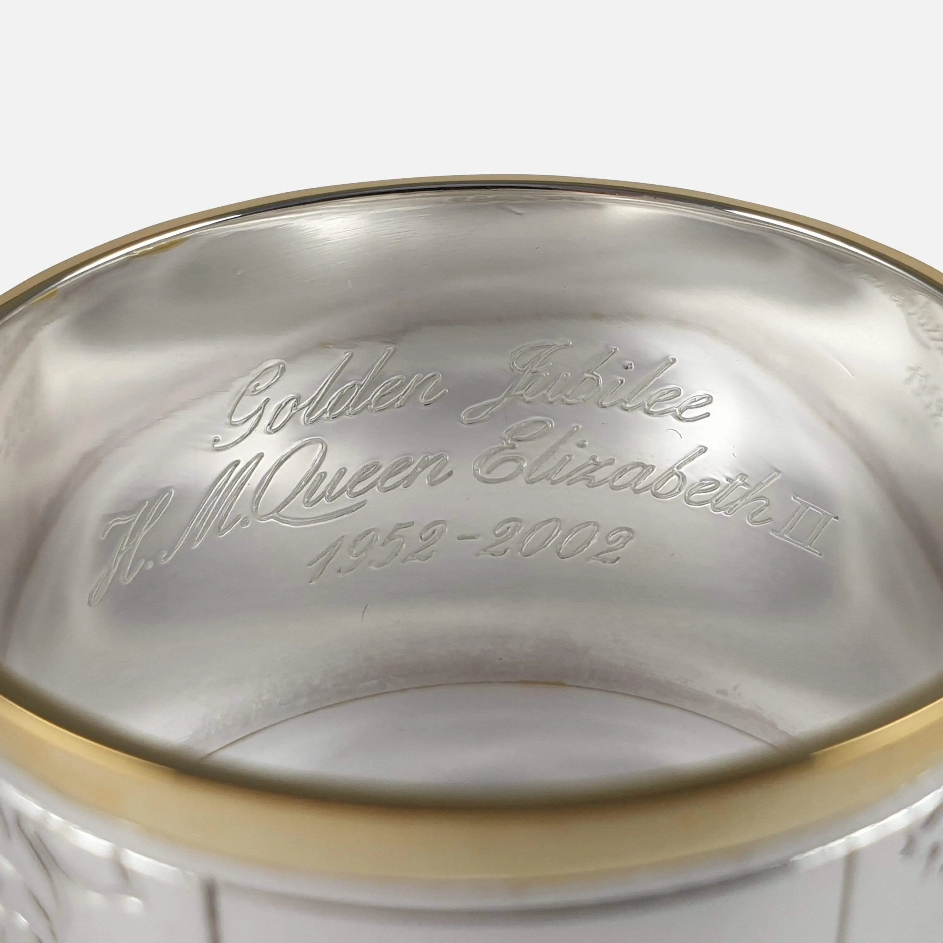 Set of Six Parcel Gilt Britannia Standard Silver Napkin Rings, 2002