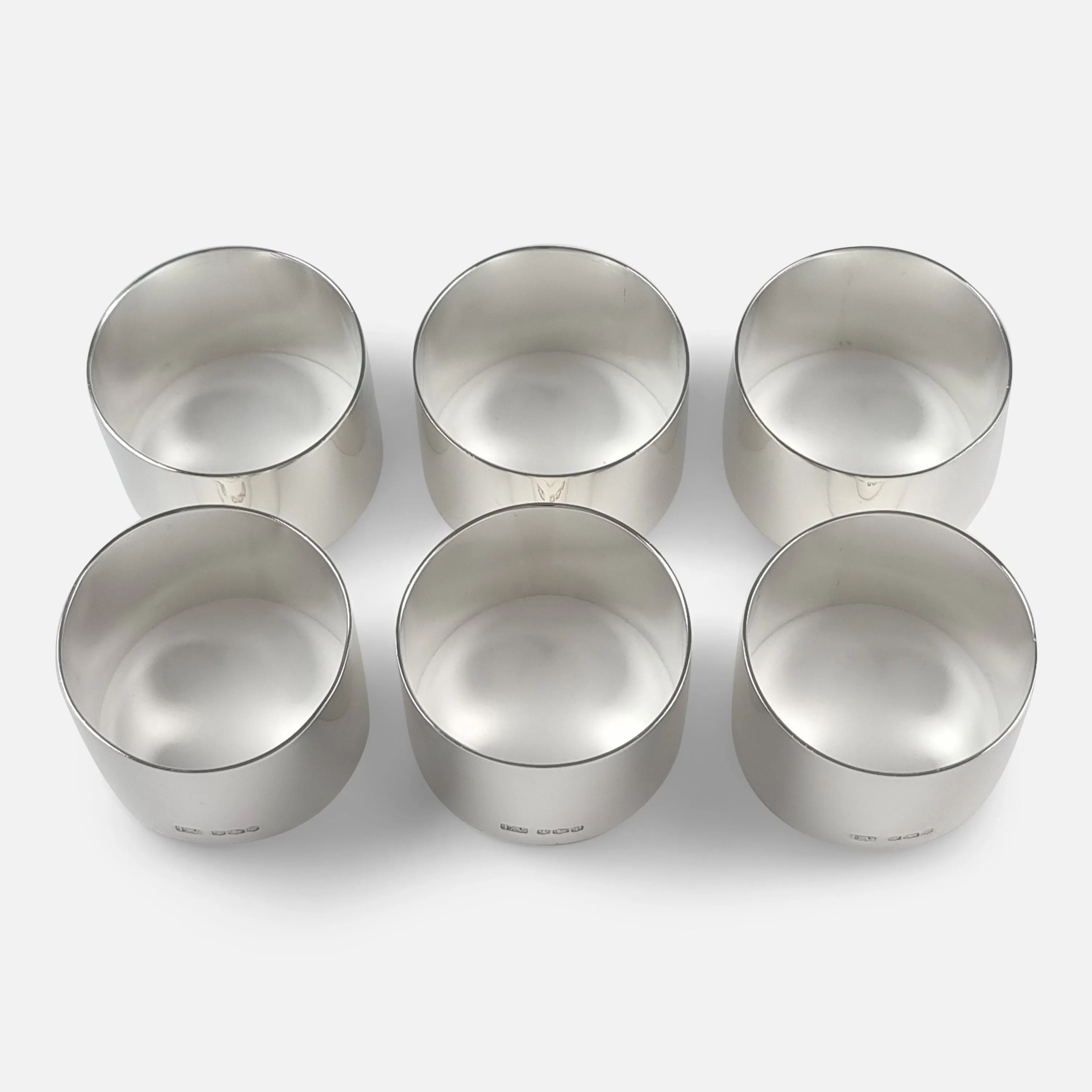 Set of Six Sterling Silver Napkin Rings - Viner's Ltd - 1934