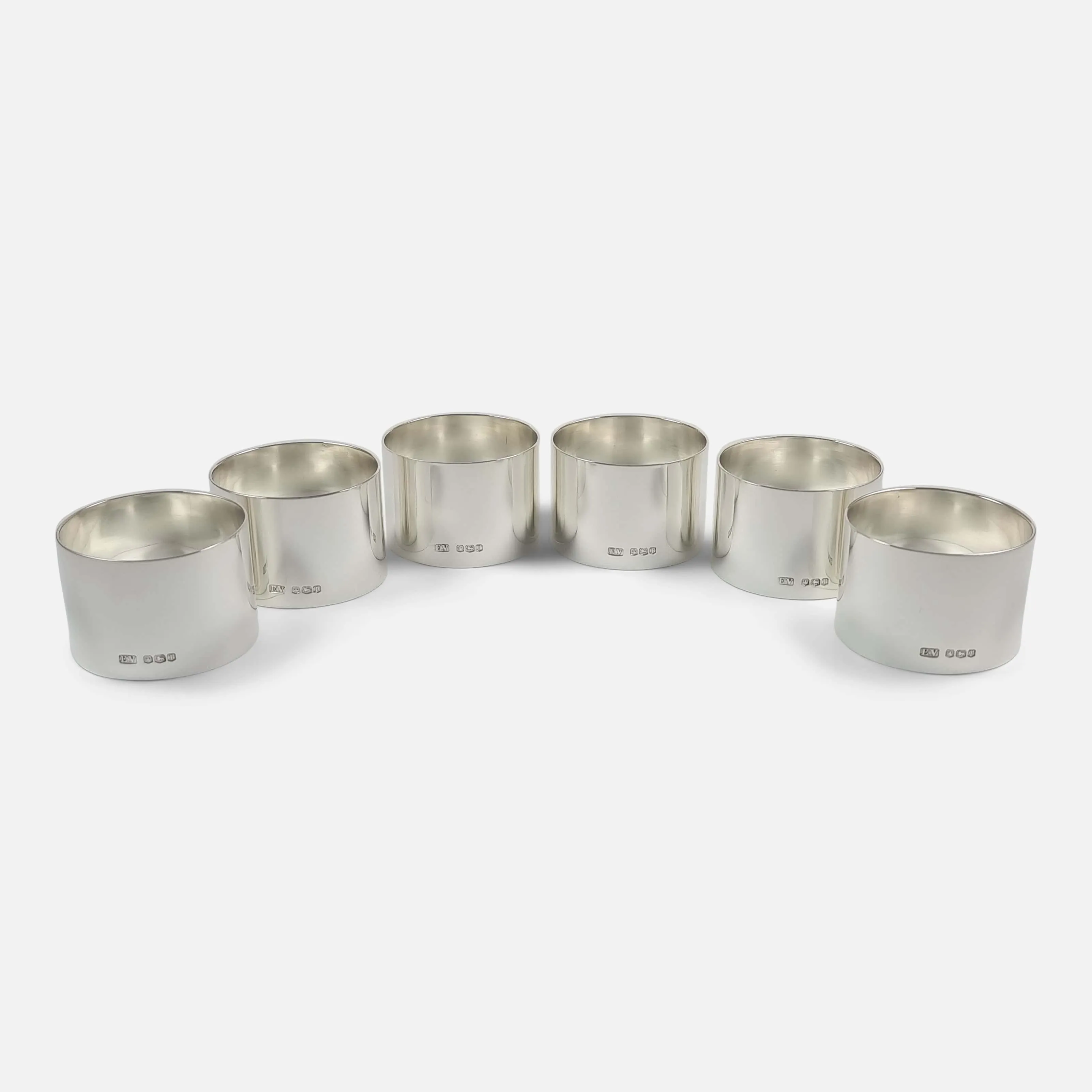 Set of Six Sterling Silver Napkin Rings - Viner's Ltd - 1934