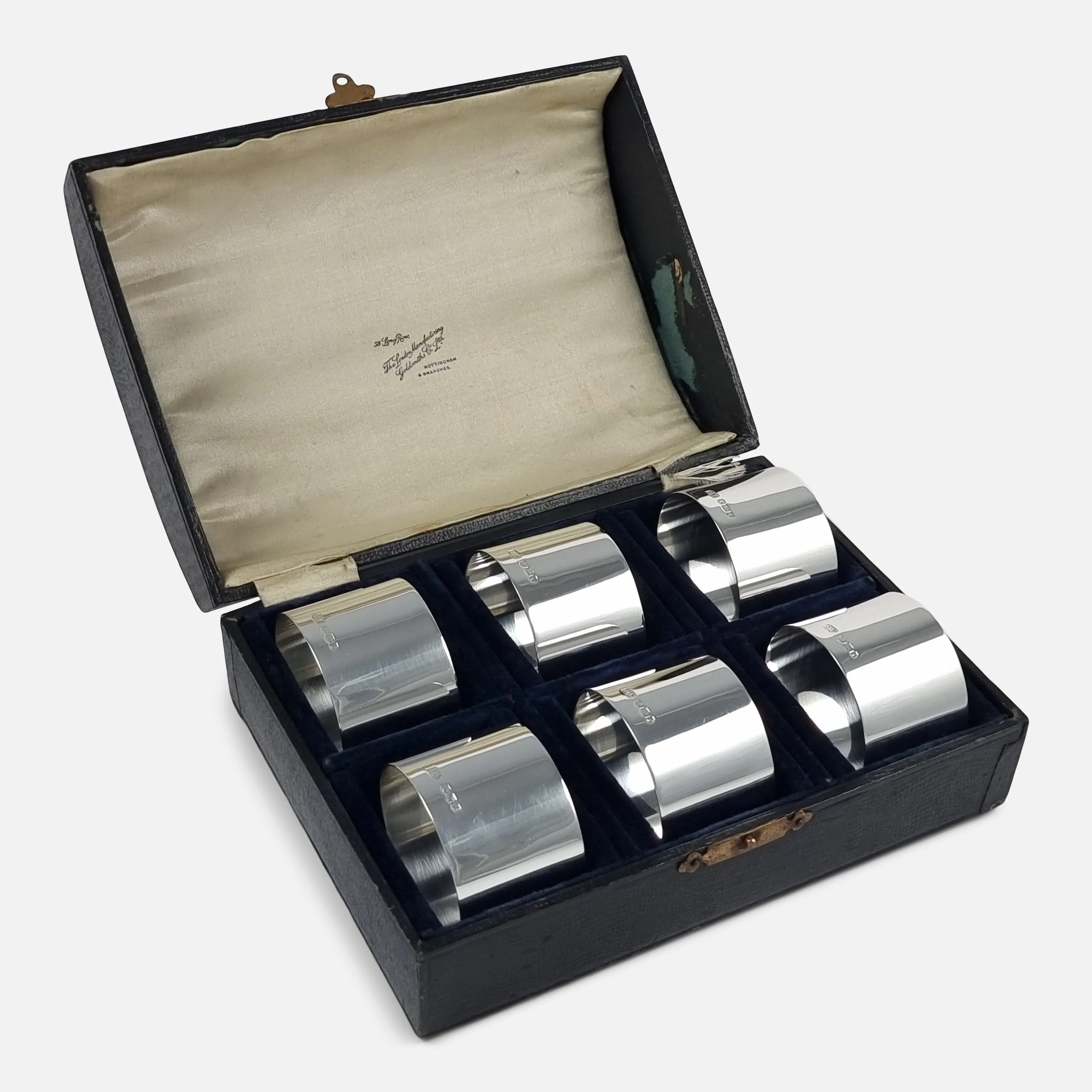 Set of Six Sterling Silver Napkin Rings - Viner's Ltd - 1934