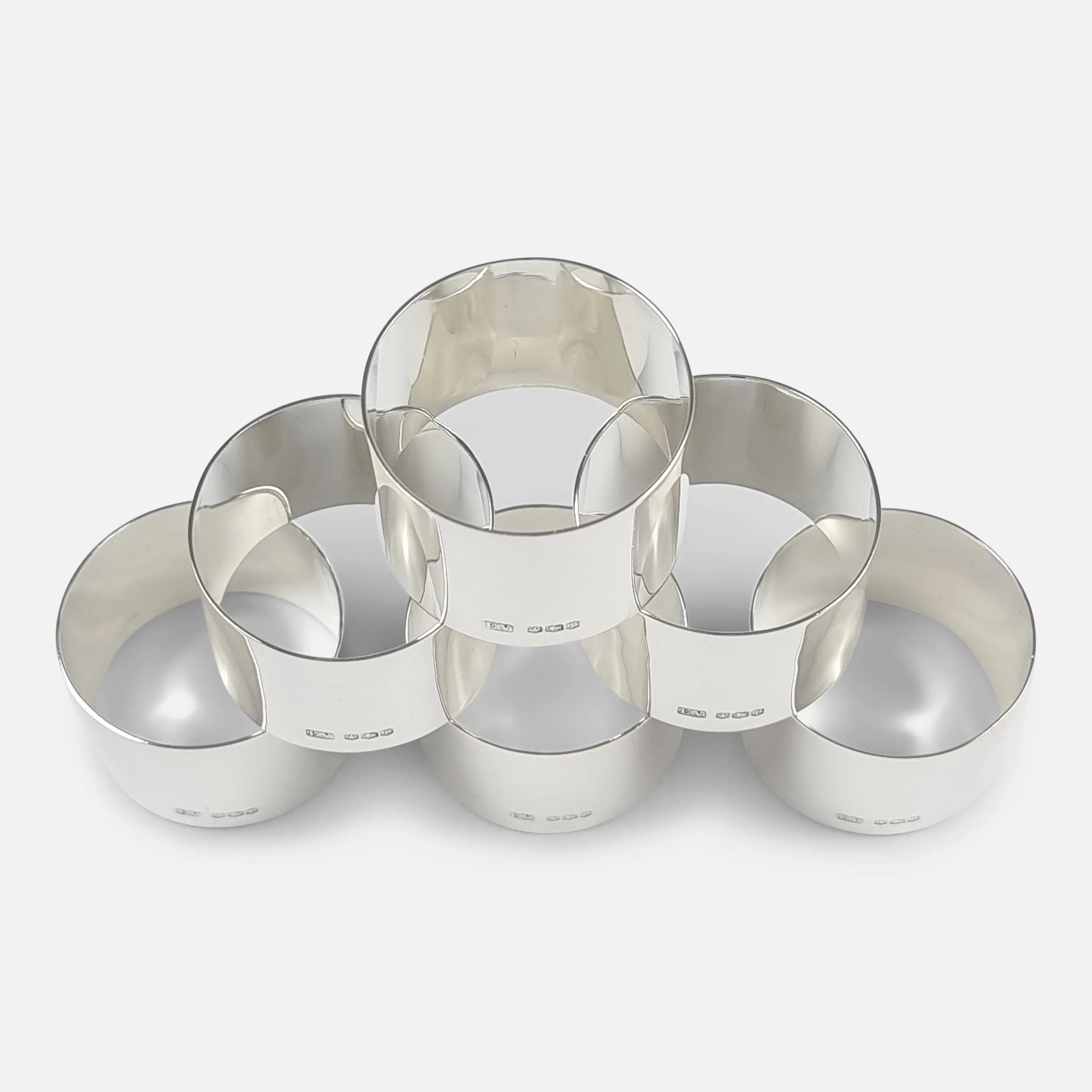Set of Six Sterling Silver Napkin Rings - Viner's Ltd - 1934