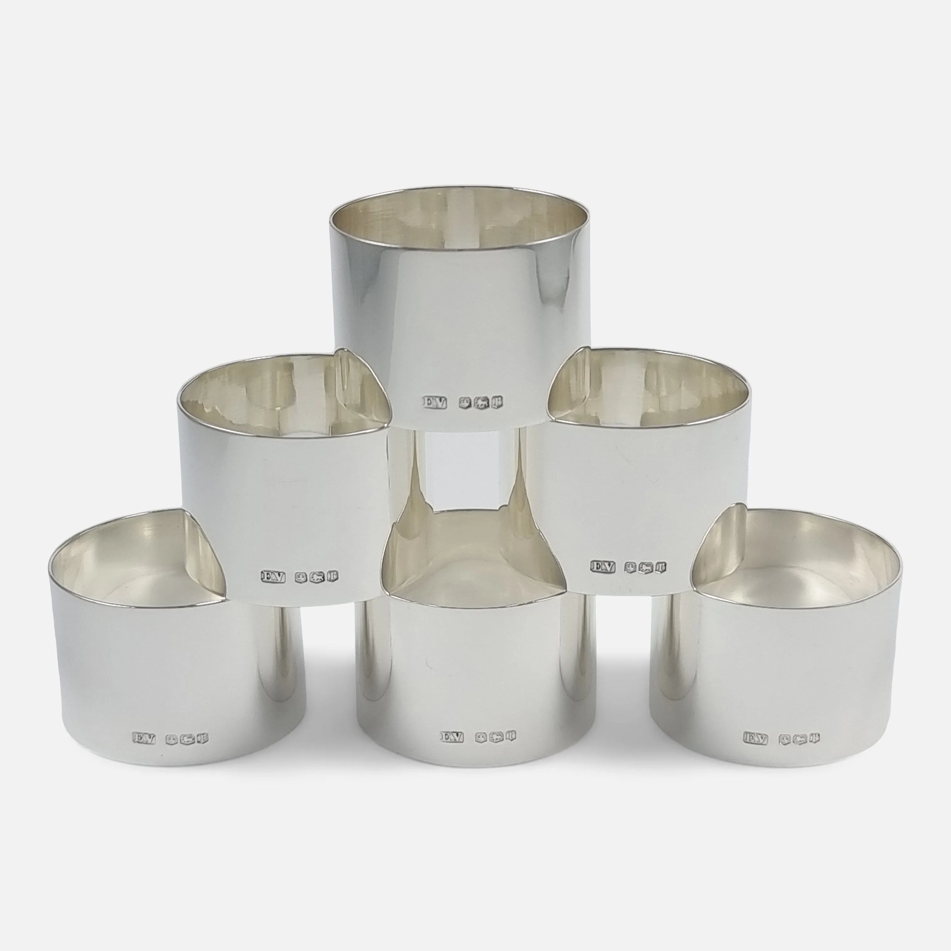 Set of Six Sterling Silver Napkin Rings - Viner's Ltd - 1934