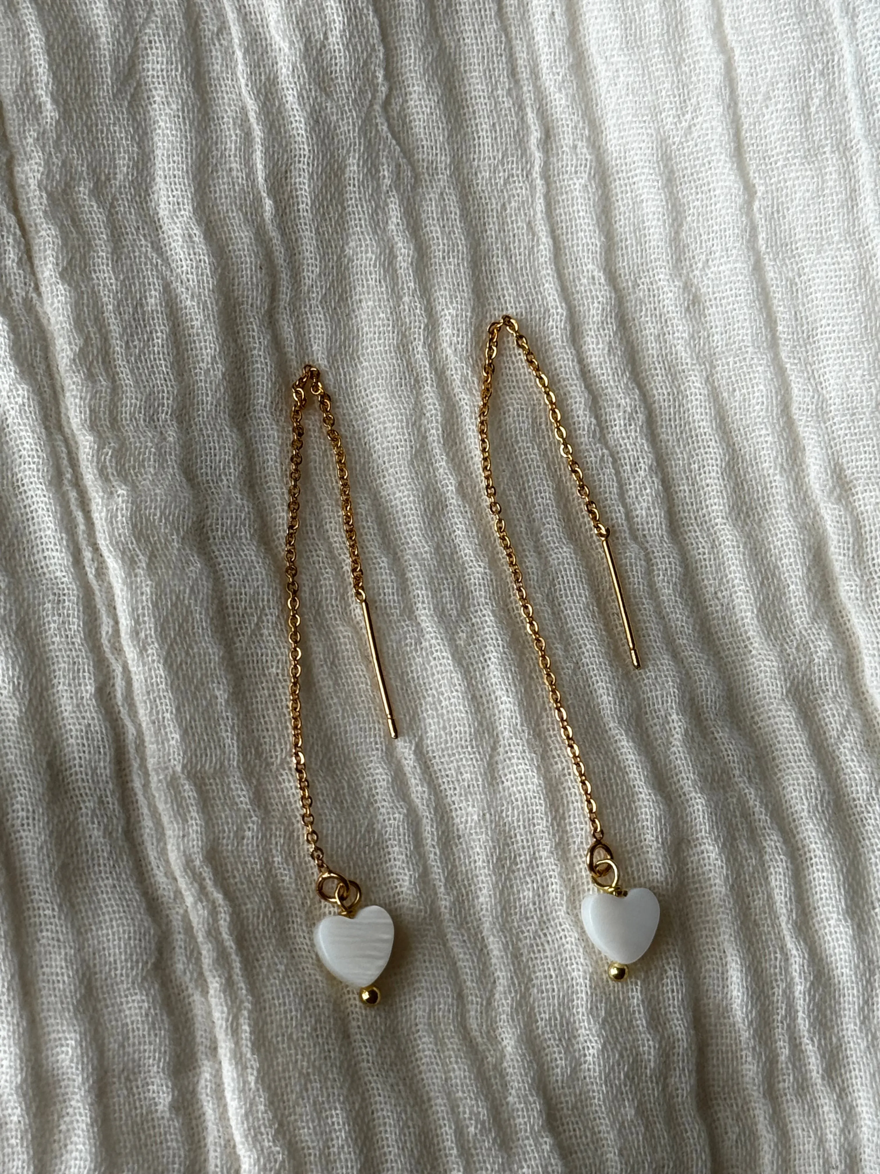 Shell heart drop earrings