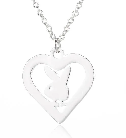 Shuangshuo Little Bunny Stainless Steel Custom Necklace Rabbit Heart Pendants Necklaces Women Kids Fashion Minimalist Jewelry