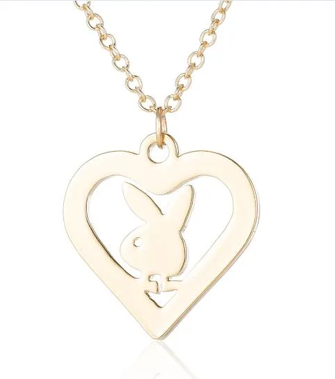 Shuangshuo Little Bunny Stainless Steel Custom Necklace Rabbit Heart Pendants Necklaces Women Kids Fashion Minimalist Jewelry