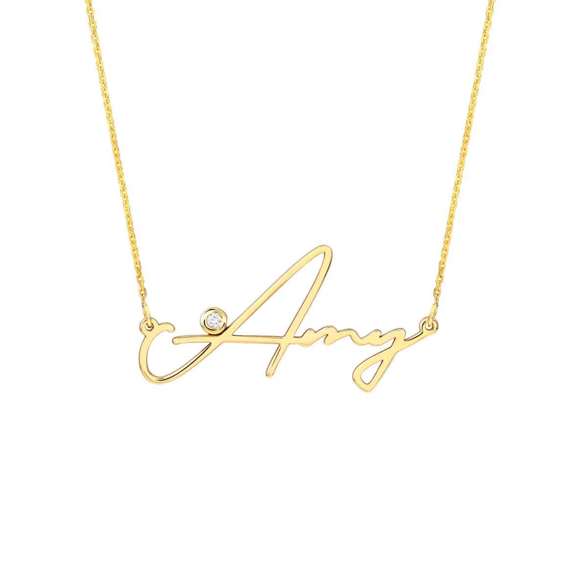 Signature Diamond Bezel Nameplate Necklace