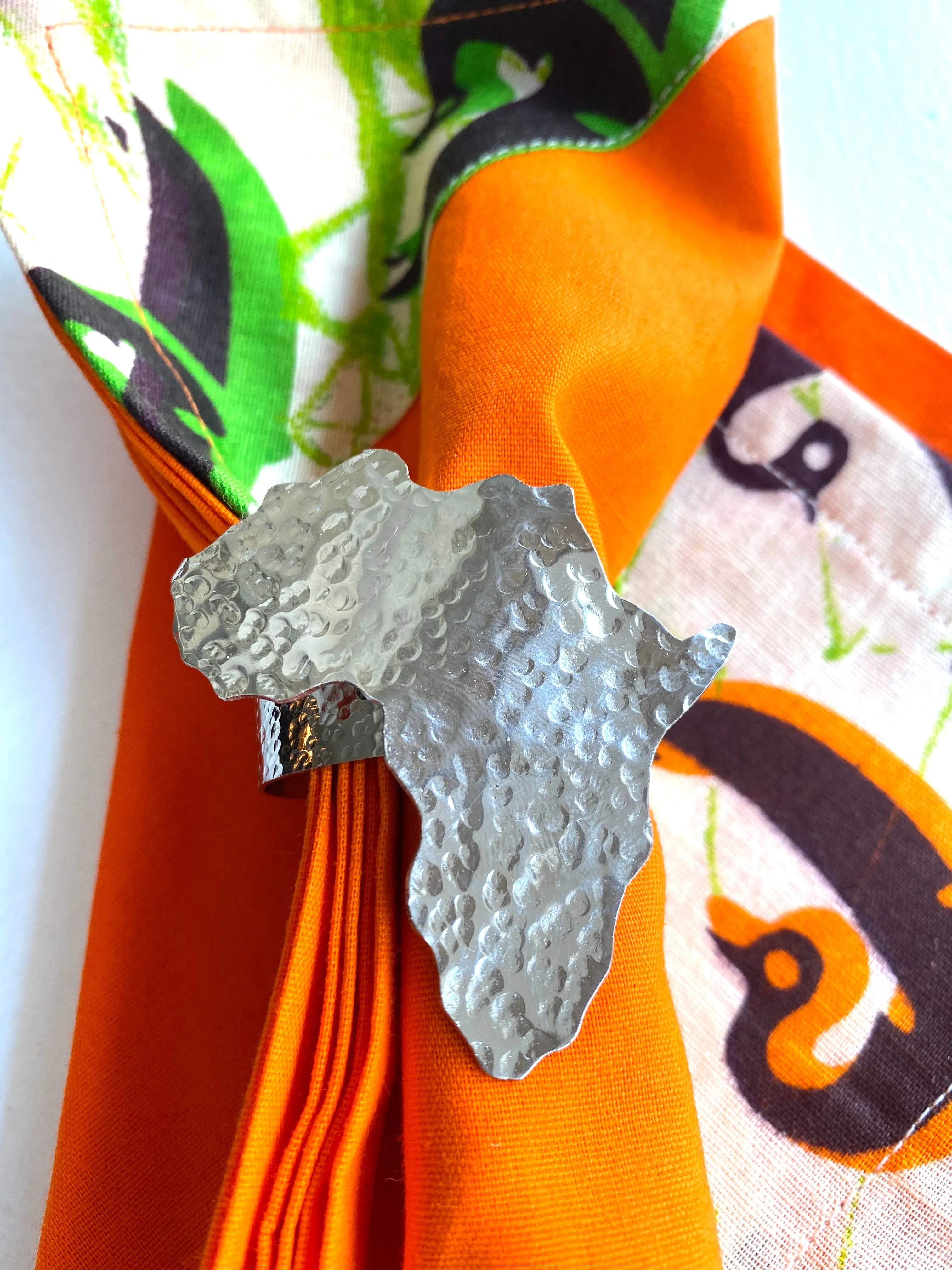 Silver Africa Napkin Rings- Set of 4