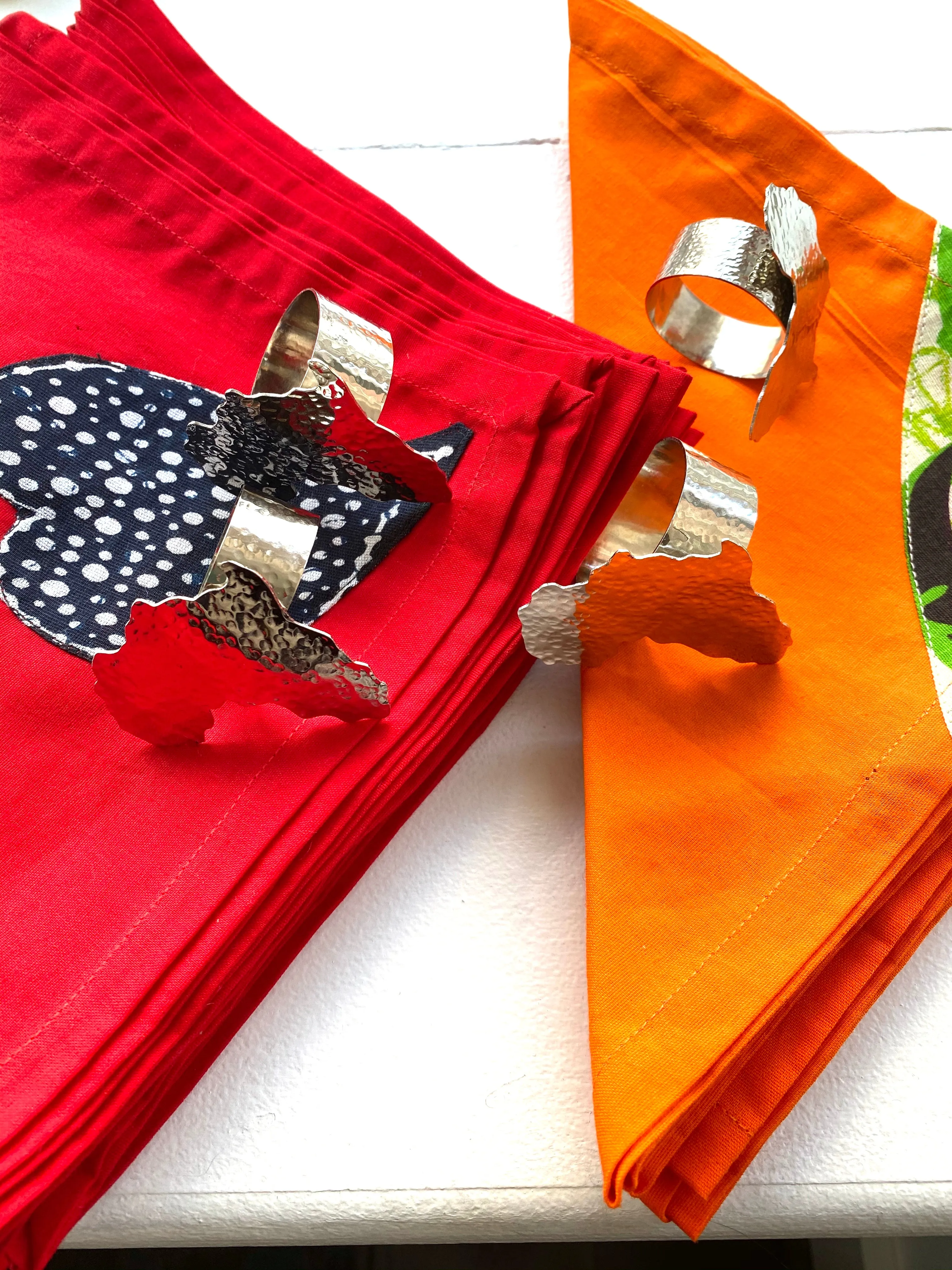 Silver Africa Napkin Rings- Set of 4