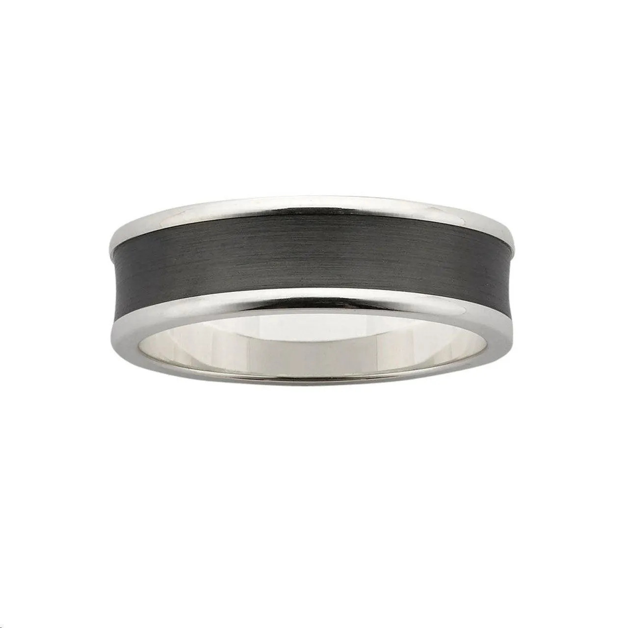 Silver & Black Zircon Wedding Ring - WD480Z-7