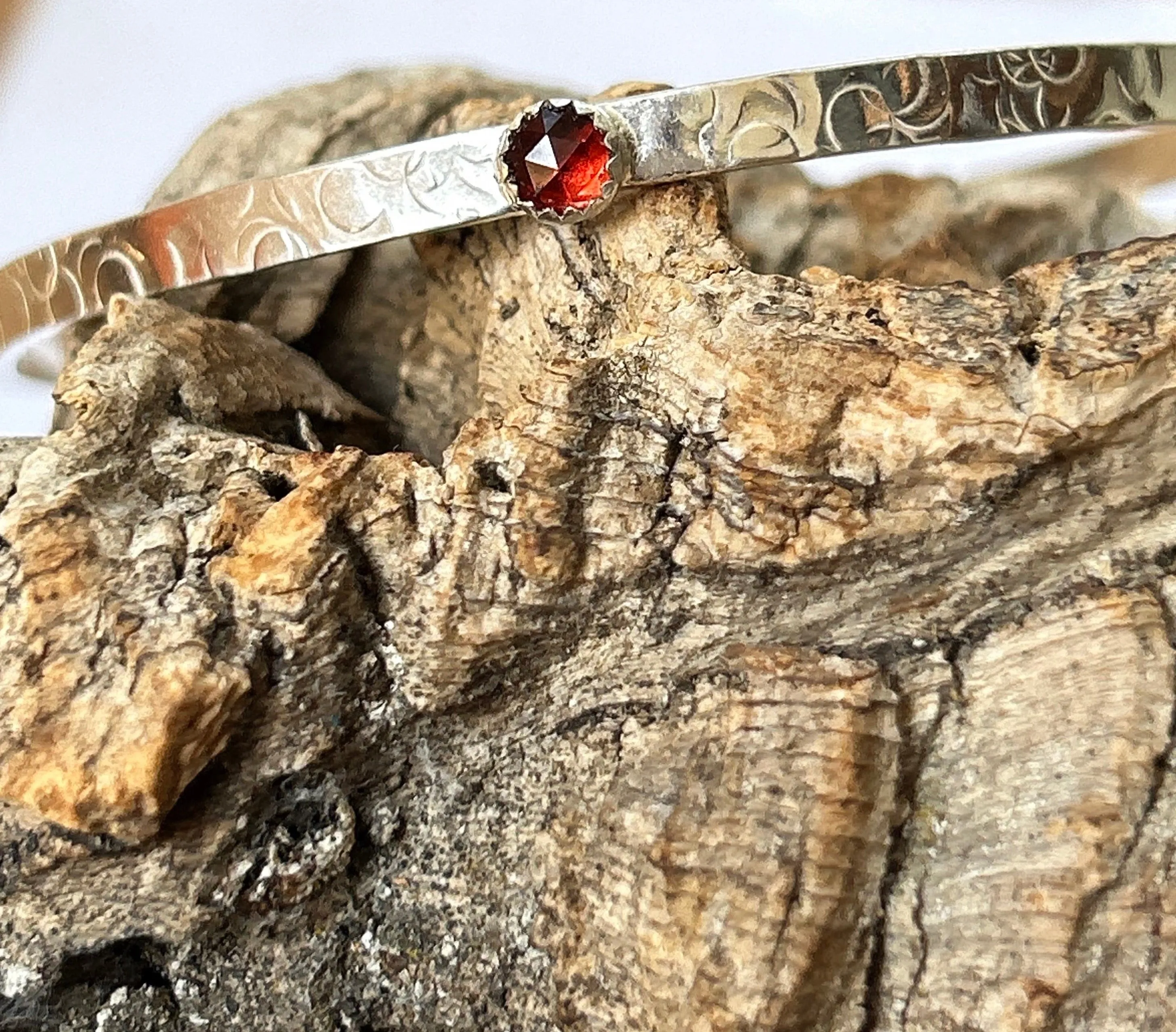 Silver Garnet Birthstone Bangles